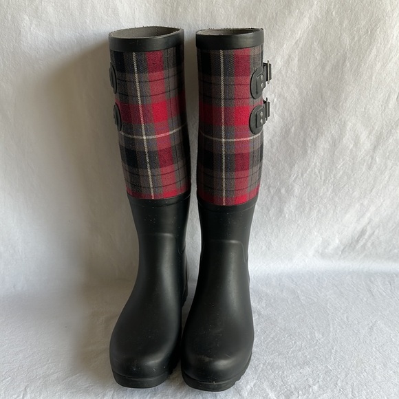 Ugg Sabene plaid top tall rain boots, size 6 - Picture 2 of 7
